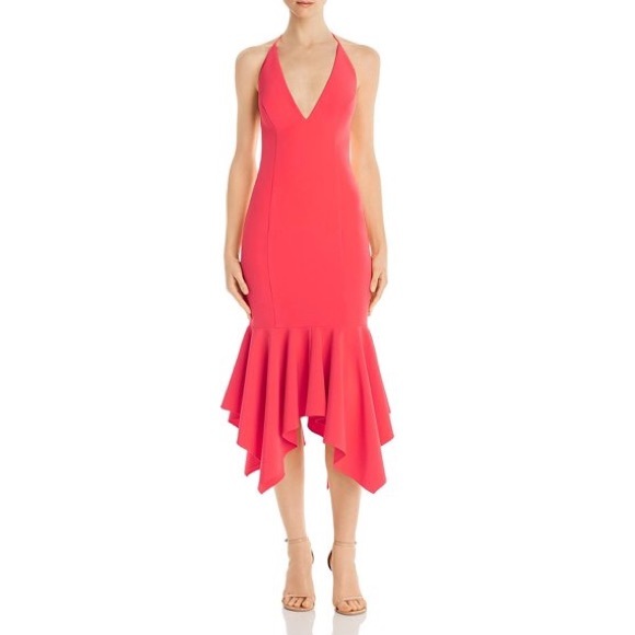 Aidan Mattox Plunging Crepe Midi Dress NWT - Picture 7 of 9